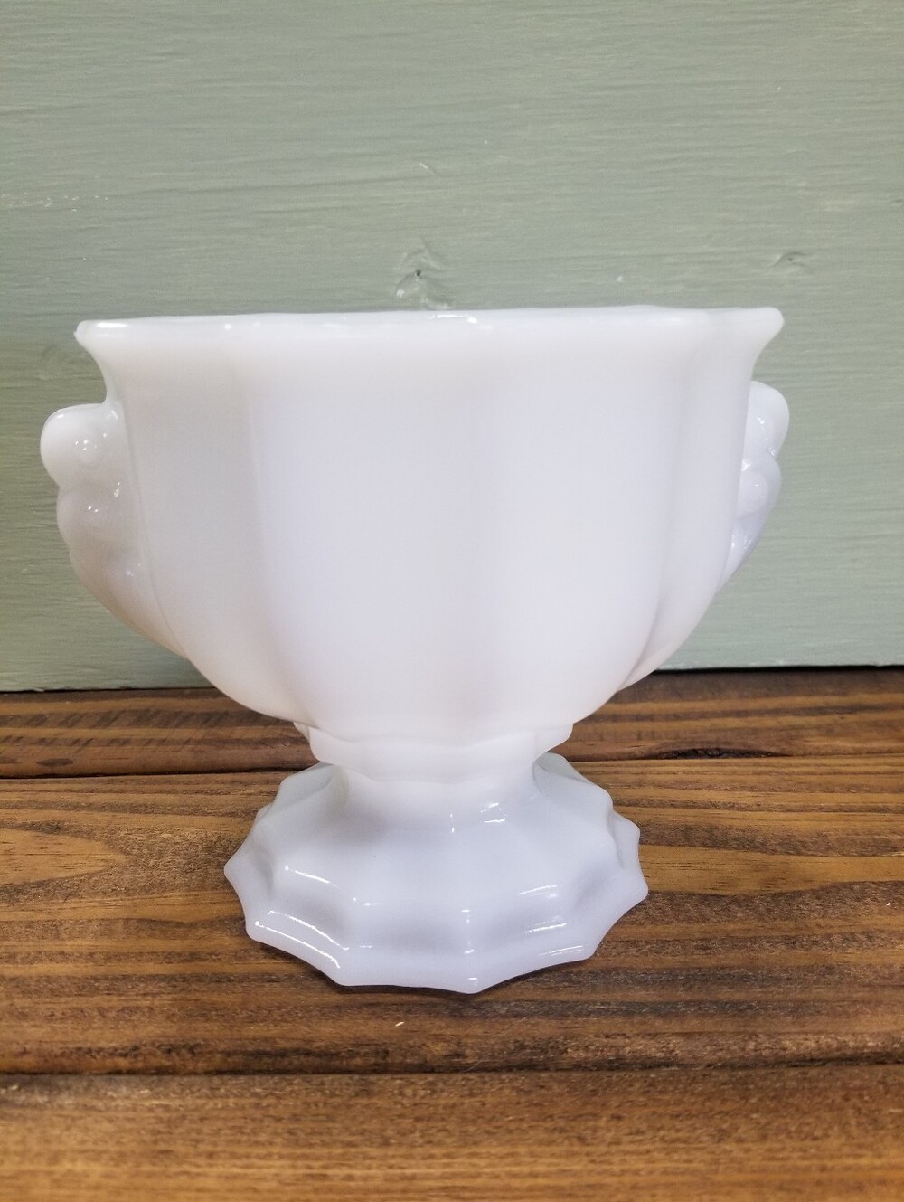 Vintage E.O. Brody Co. Milk Glass Footed Pedestal Bowl Vase